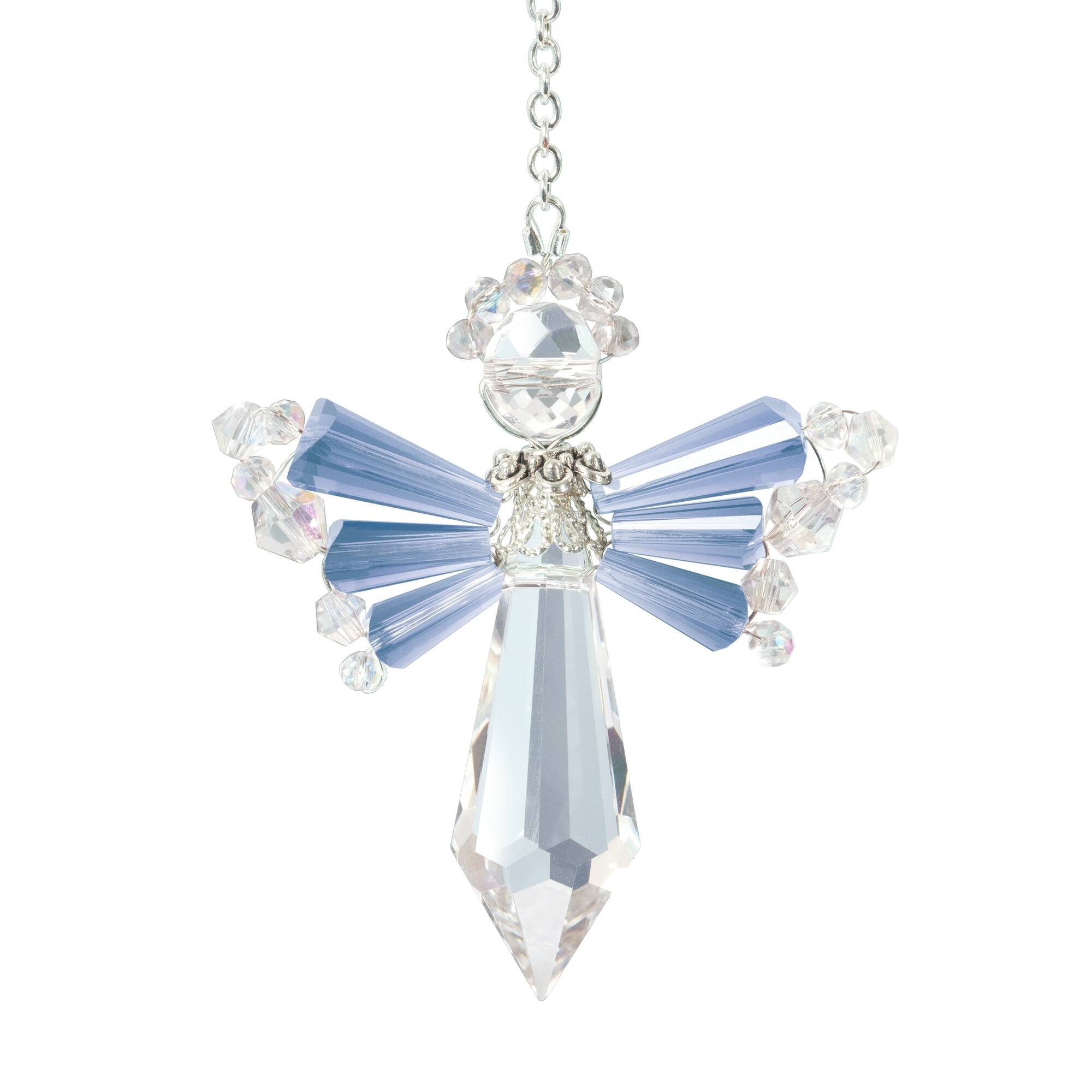 Solid Oak March/Aquamarine Birthstone Angel Crystal Suncatcher Ornament Kit